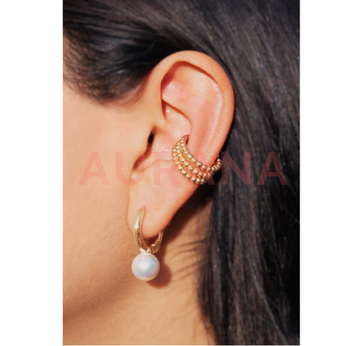 Arete Hoop Con Perla